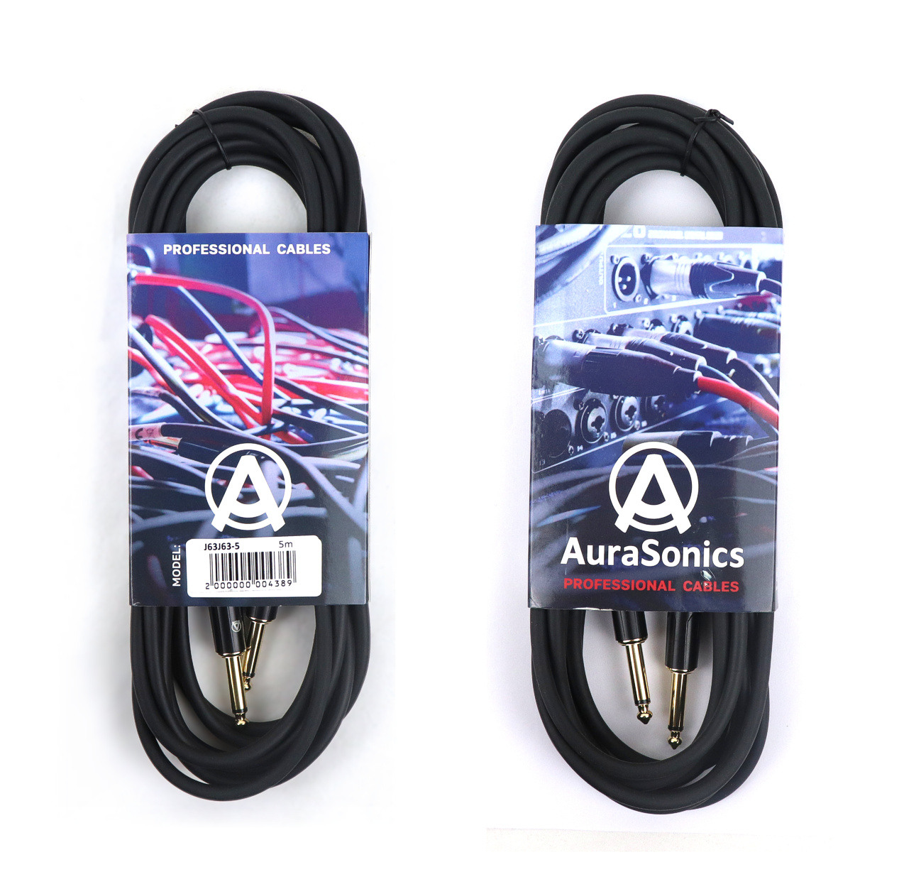 AuraSonics J63J63-3 гитарный кабель Jack TS 6.3мм -  Jack TS 6.3мм, 3м, 24AWG, 0.22мм²,черный