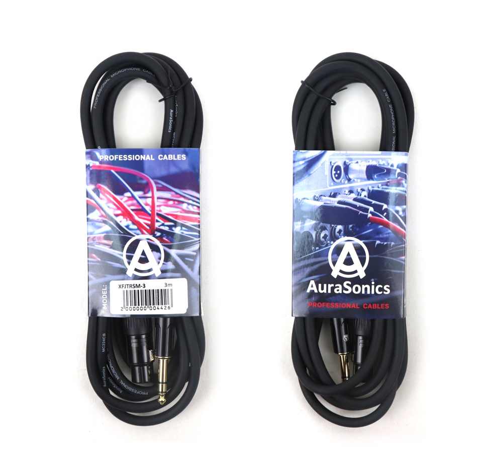 AuraSonics XFJTRSM-3 кабель микрофонный XLR3(f) - 1/4" Jack TRS, 3м, черный