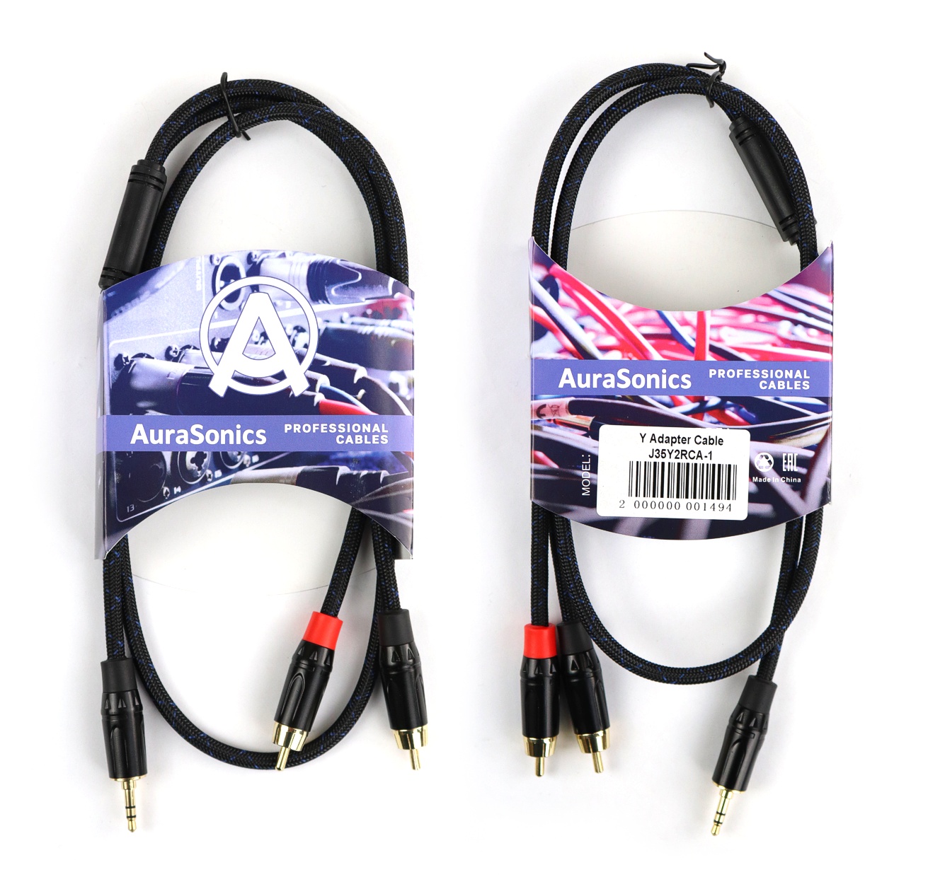 AuraSonics J35Y2RCA-1 аудио Y-кабель jack 3.5 -> 2 x RCA, 1м