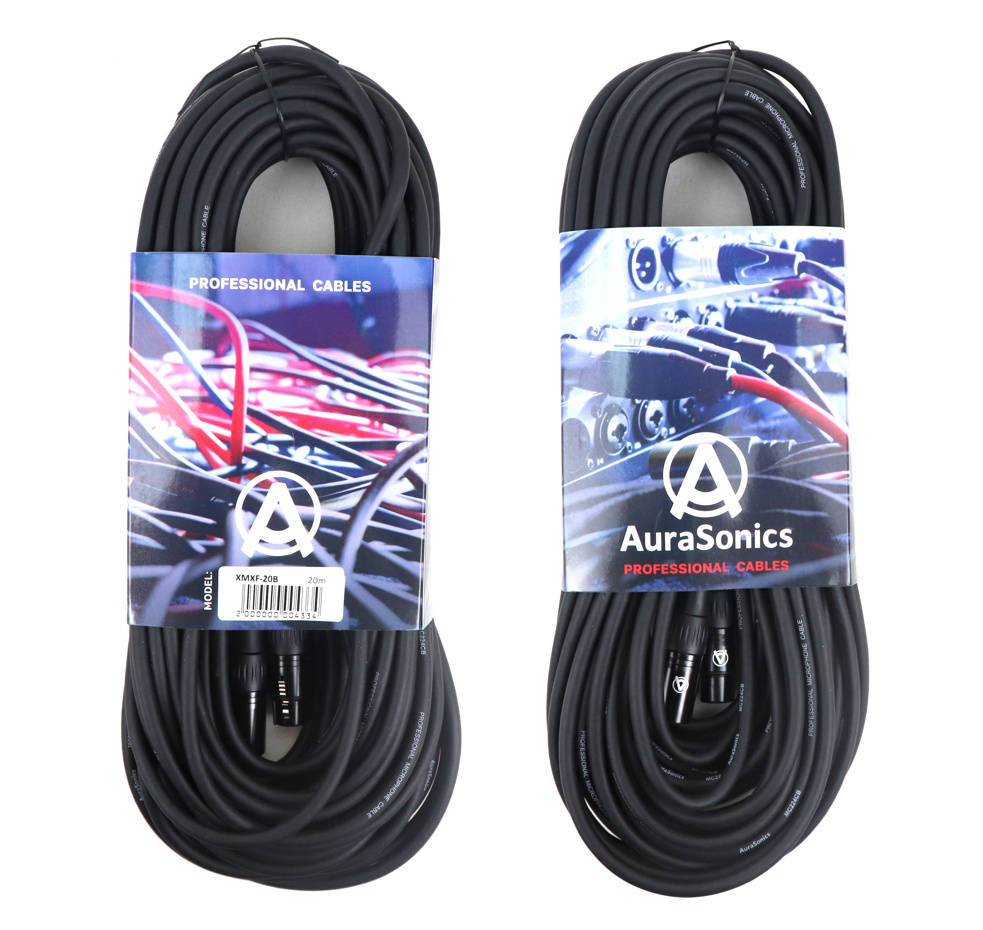 AuraSonics XMXF-20B кабель микрофонный XLR(F)-XLR(M), 20м, 24AWG, 0.23мм², черный