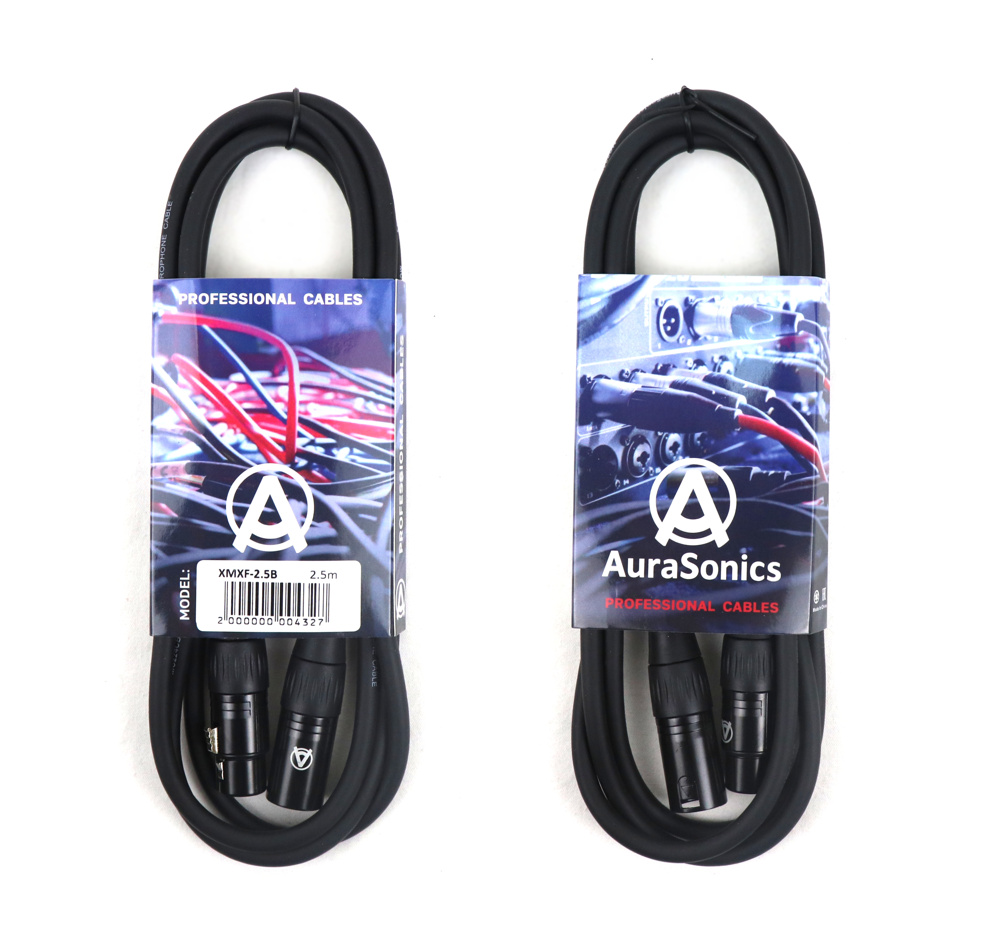 AuraSonics XMXF-2.5B кабель микрофонный XLR(F)-XLR(M), 2.5м, 24AWG, 0.23мм², черный