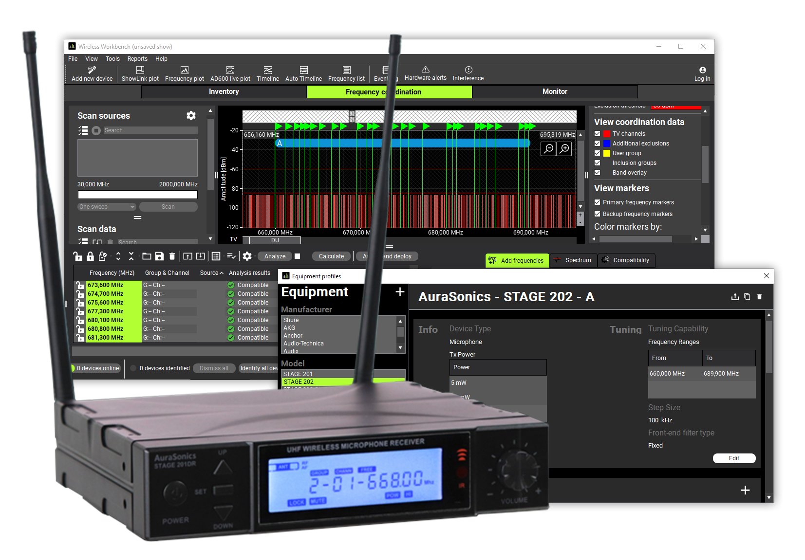 AuraSonics в SHURE Wireless Workbench