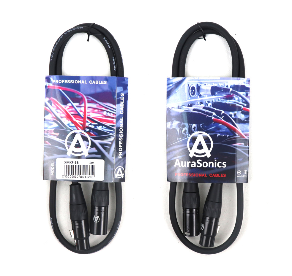 AuraSonics XMXF-1B кабель микрофонный XLR(F)-XLR(M), 1м, 24AWG, 0.23мм², черный