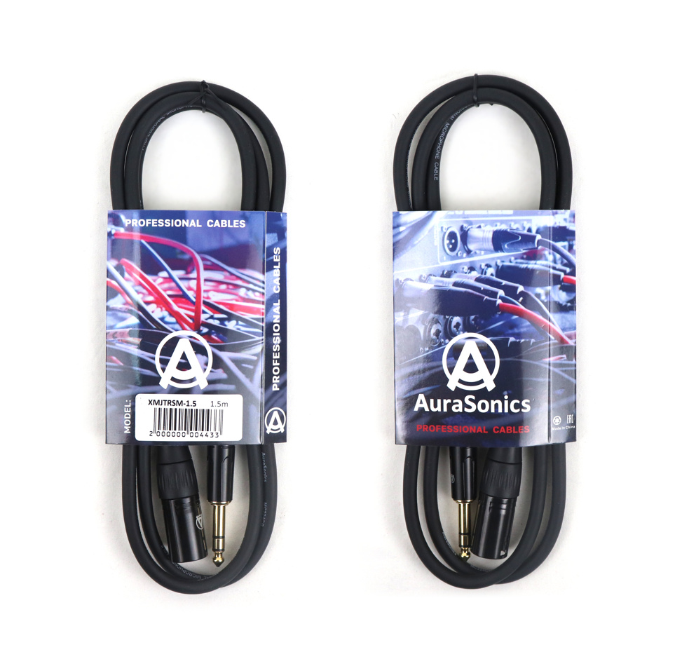 AuraSonics XMJTRSM-1.5 кабель микрофонный XLR3(m) - 1/4" Jack TRS, 1.5м, черный