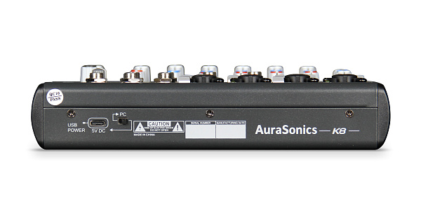 AuraSonics K8 компактный микшерный пульт 2 мик.+2 мик.моно/линейных стерео+1 лин.стерео+FXстерео+доп