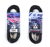 AuraSonics J63J63-3 гитарный кабель Jack TS 6.3мм -  Jack TS 6.3мм, 3м, 24AWG, 0.22мм²,черный