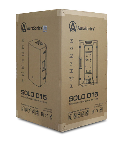 AuraSonics SOLO D15 активная акустическая система с блютус, 15", ВЧ 1,4", класс D, 50Гц-20кГц,
