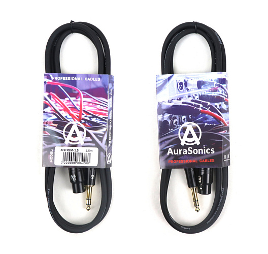 AuraSonics XFJTRSM-1.5 кабель микрофонный XLR3(f) - 1/4" Jack TRS, 1.5м, черный