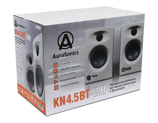 AuraSonics KN4.5BT-WH активные мультимедиа-мониторы(пара)НЧ4,5"+ВЧ1" 2x30Вт 70-20000Гц 100дБ
