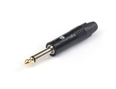 AuraSonics JMN2-BG кабельный разъем Jack 6,3мм TS (моно) штекер, позолоченный кончик,черный, до 50 В