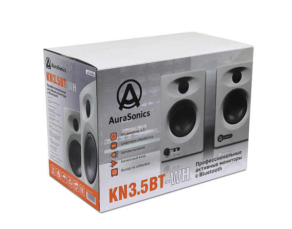 AuraSonics KN3.5BT-WH активные мультимедиа-мониторы(пара) НЧ3,5"+ВЧ1"2x30Вт 80-20000Гц 100дБ(пик)