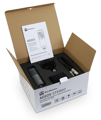 AuraSonics AD22S STEREO стерео микрофон студийный, капсюли 22 мм, XY-запись