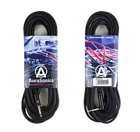AuraSonics J63J63R-10 гитарный кабель Jack TS 6.3мм-угловой Jack TS 6.3мм 10м,24AWG, 0.22мм², черный