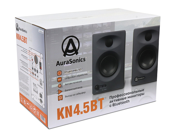 AuraSonics KN4.5BT активные мультимедиа-мониторы(пара)НЧ4,5"+ВЧ1" 2x30Вт 70-20000Гц 100дБ(пик)