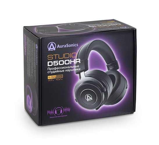 AuraSonics STUDIO D500HR наушники проводные, закрытые, драйверы 50 мм, 20-40 000 Гц, метал.оголовье