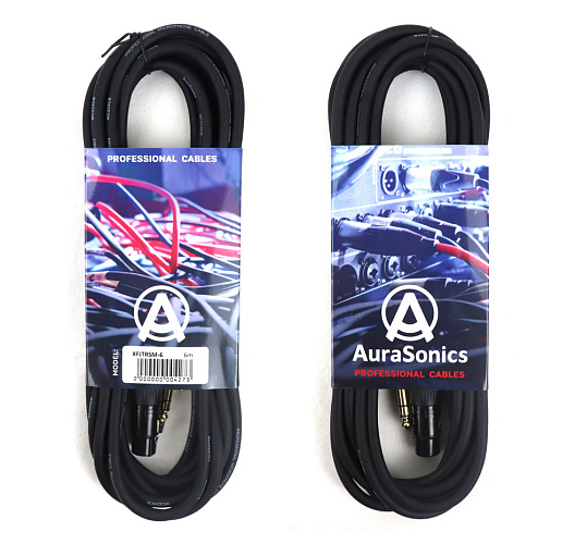 AuraSonics XFJTRSM-6 кабель микрофонный XLR3(f) - 1/4" Jack TRS, 6м, черный