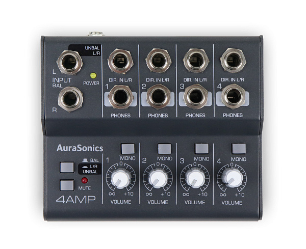AuraSonics 4AMP усилитель для 4-х наушников, функция МОНО, индивидуальные Direct-входы