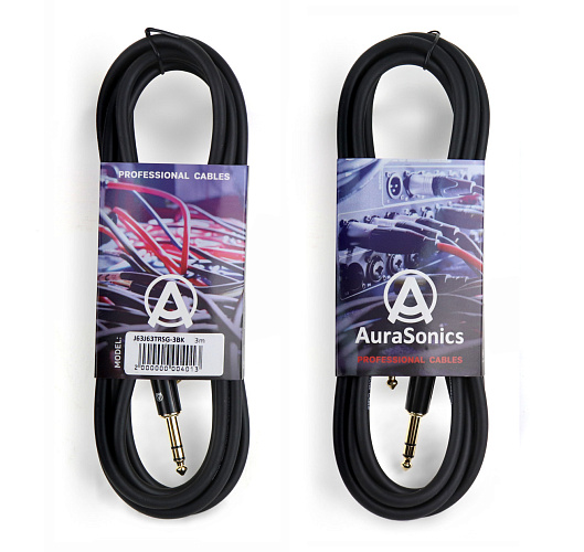 AuraSonics J63J63TRSG-3BK балансный кабель Jack TRS 6.3мм - Jack TRS 6.3мм, 3м, позолоченные разъёмы