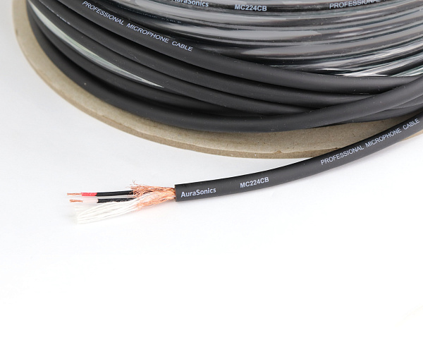 AuraSonics MC224CB микрофонный кабель Ø6.8мм,24AWG, 0.23мм², плетеный экран, бухта 100м, черный