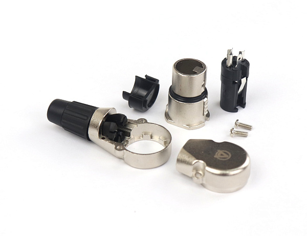 AuraSonics X3FR кабельный разъем угловой 3-контактный XLR female, посеребренные контакты, никель
