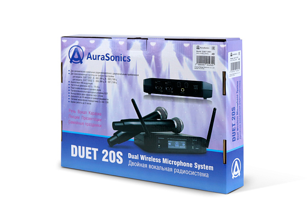AuraSonics DUET 20S1 двойная радиосистема с ручными передатчиками, фиксированные частоты A-663,5 МГц