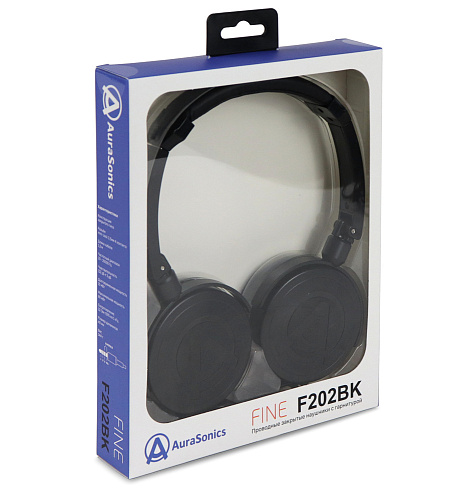 AuraSonics FINE F202BK наушники проводные, складные, закрытые с микрофоном, чёрный цвет