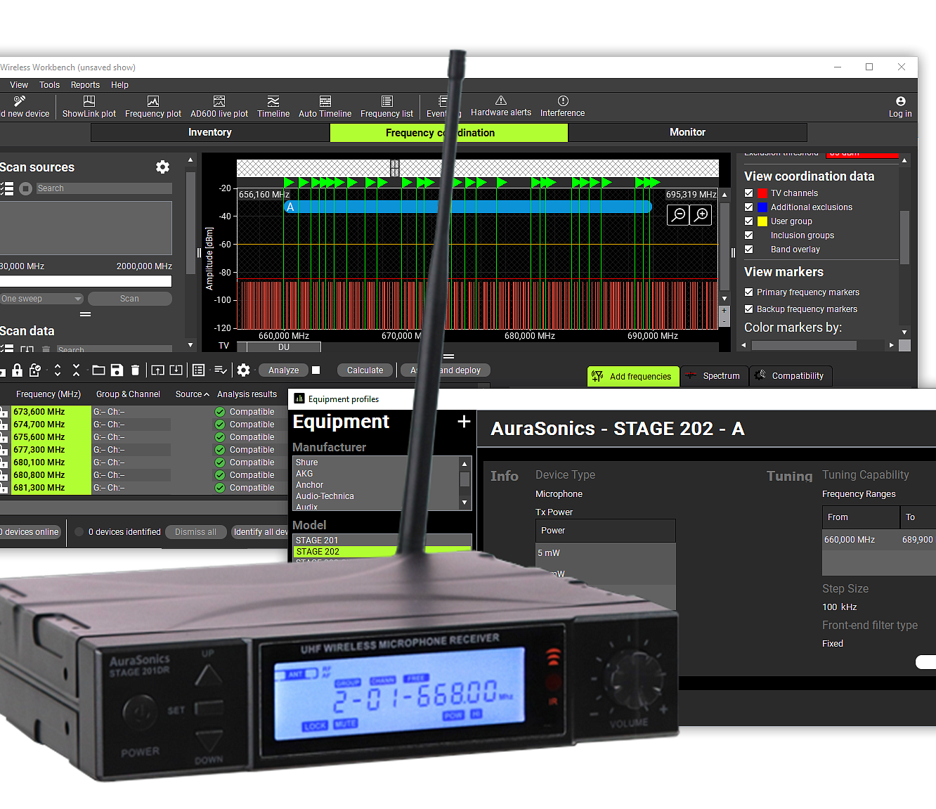 AuraSonics в SHURE Wireless Workbench