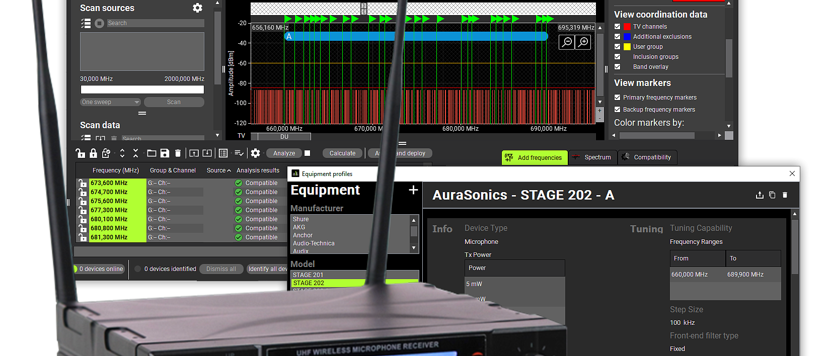 AuraSonics в SHURE Wireless Workbench