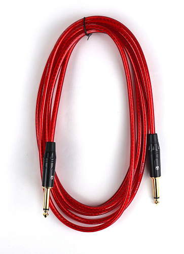 AuraSonics J63J63-3TRD гитарный кабель Jack TS 6.3мм  - Jack TS 6.3мм 3м, 24AWG, 0.22мм², красный