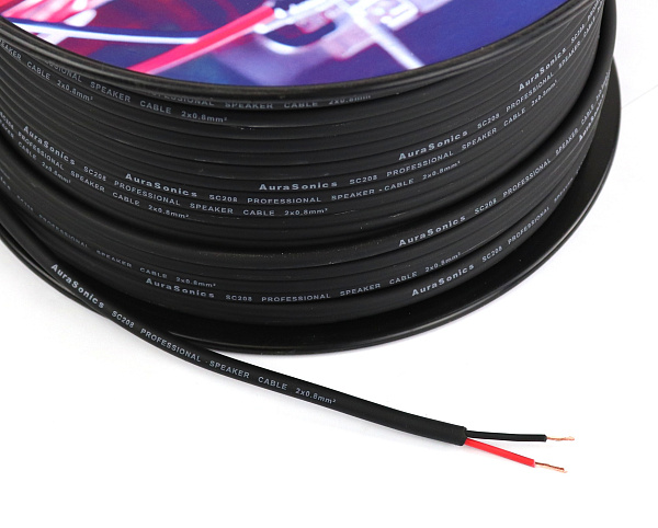 AuraSonics SC208 акустический кабель 2x0,83мм², 18 AWG, Ø6мм, бескислородная медь (OFC), черный