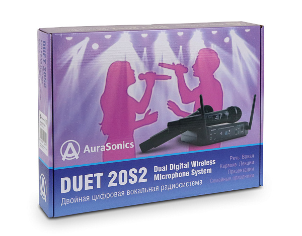 AuraSonics DUET 20S2 DIGITAL двойная цифровая радиосистема с ручными передатчиками, 8 каналов, pi/4-