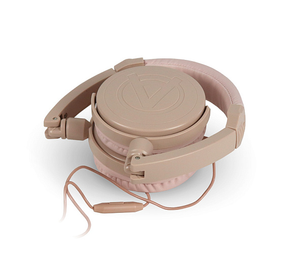 AuraSonics FINE F202BG наушники проводные, складные, закрытые с микрофоном, бежевый цвет