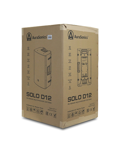 AuraSonics SOLO D12 активная акустическая система с блютус, 12", ВЧ 1,4", класс D, 55Гц-20кГц, ном