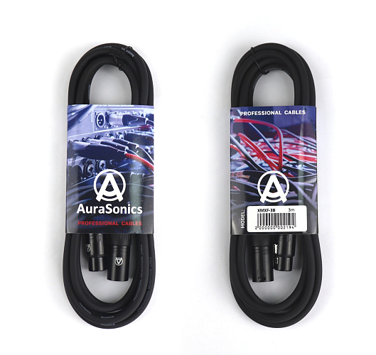 AuraSonics XMXF-2.5B кабель микрофонный XLR(F)-XLR(M), 2.5м, 24AWG, 0.23мм², черный