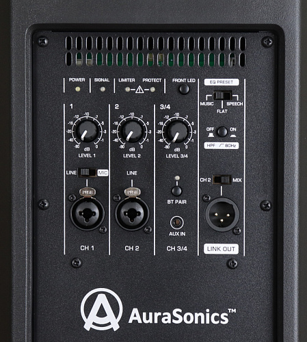 AuraSonics SOLO D15 активная акустическая система с блютус, 15", ВЧ 1,4", класс D, 50Гц-20кГц,