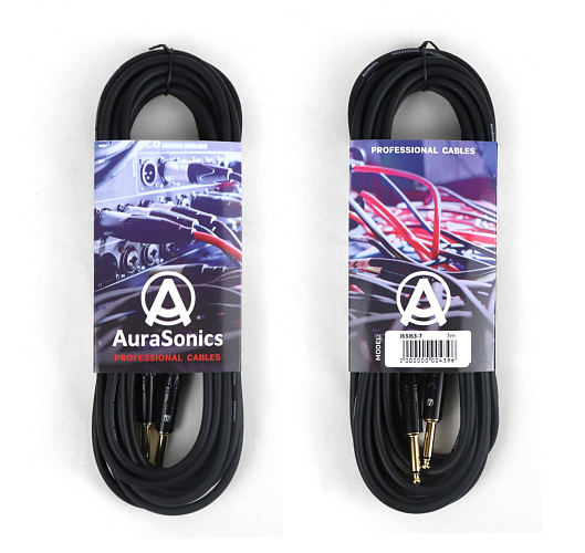 AuraSonics J63J63-7 гитарный кабель Jack TS 6.3мм -  Jack TS 6.3мм, 7м, 24AWG, 0.22мм²,черный