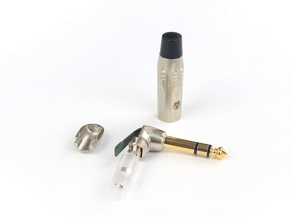 AuraSonics JMA3R-G кабельный разъем угловой Jack 6,3мм TRS (стерео) штекер, позолоченные контакты
